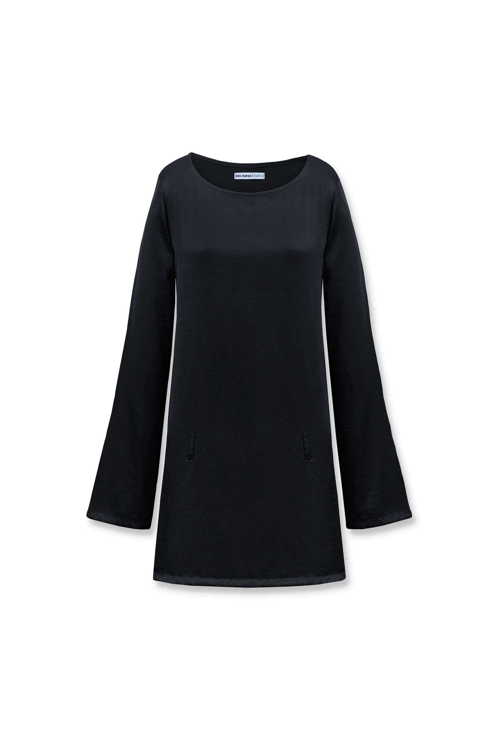 blue dress for baby girl Myka Black Sequin Long-Sleeve Ruffle Hem Mini Dress – Club L London main image 1