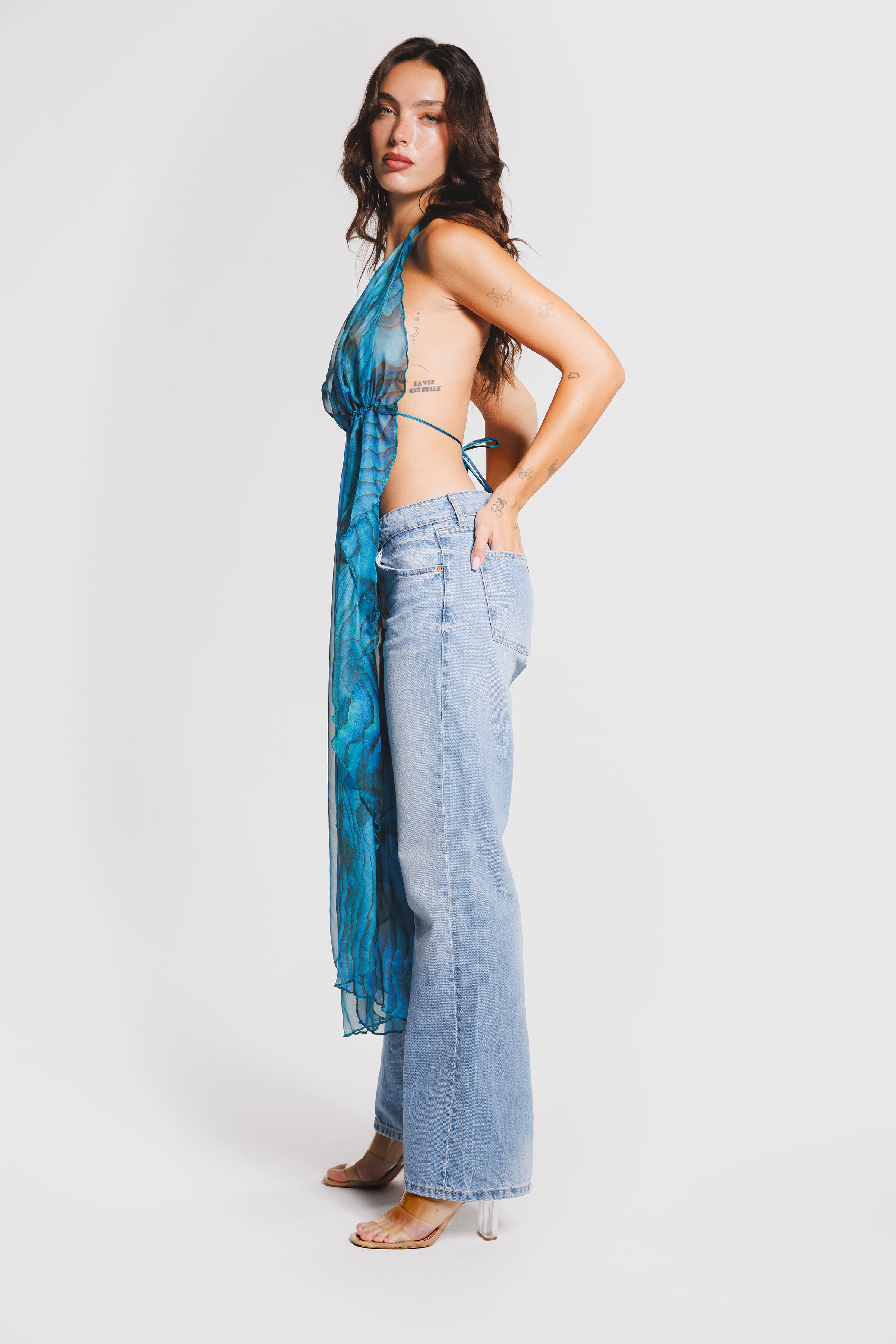 BACKLESS TOP AQUAMARINE