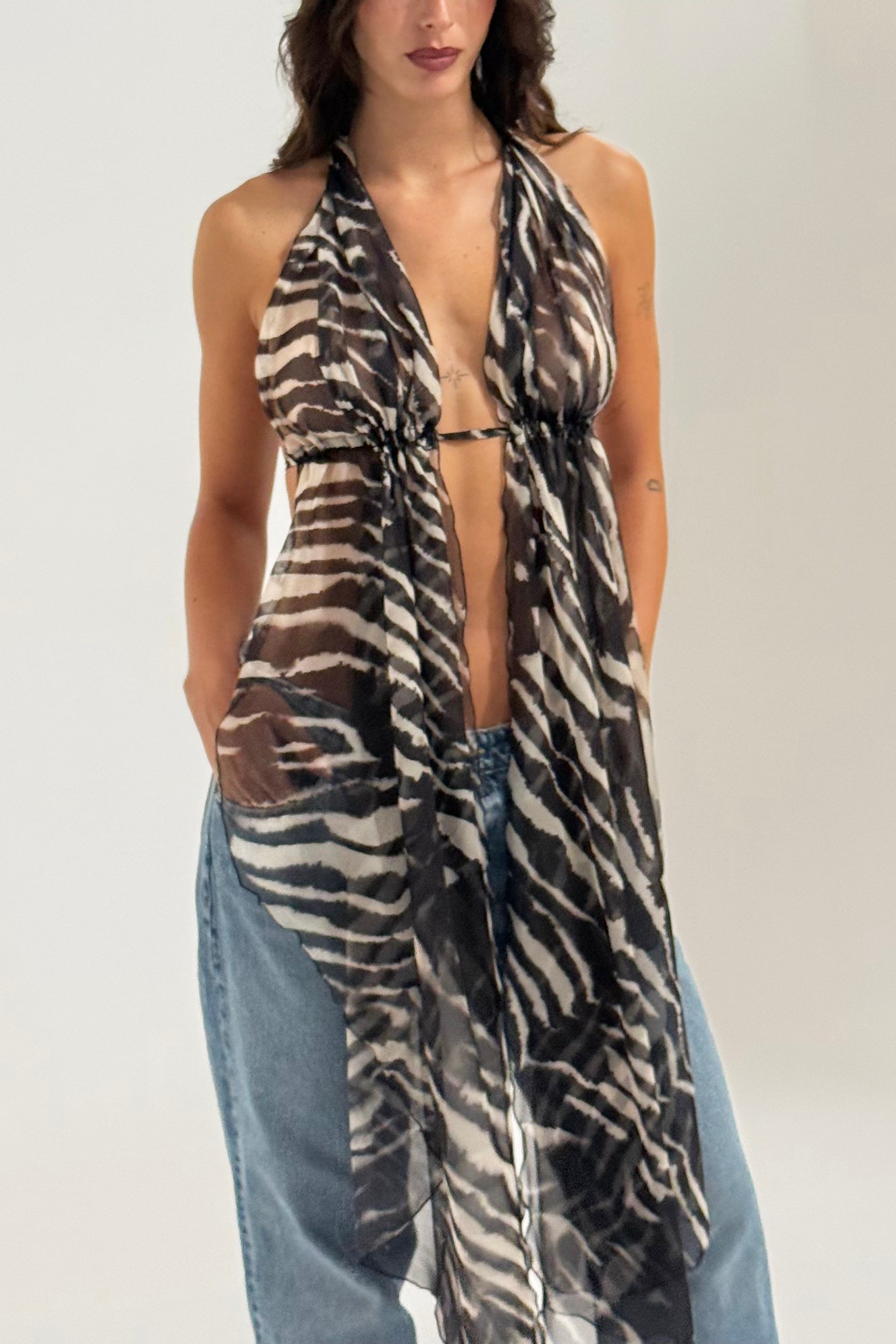 BACKLESS TOP ZEBRA