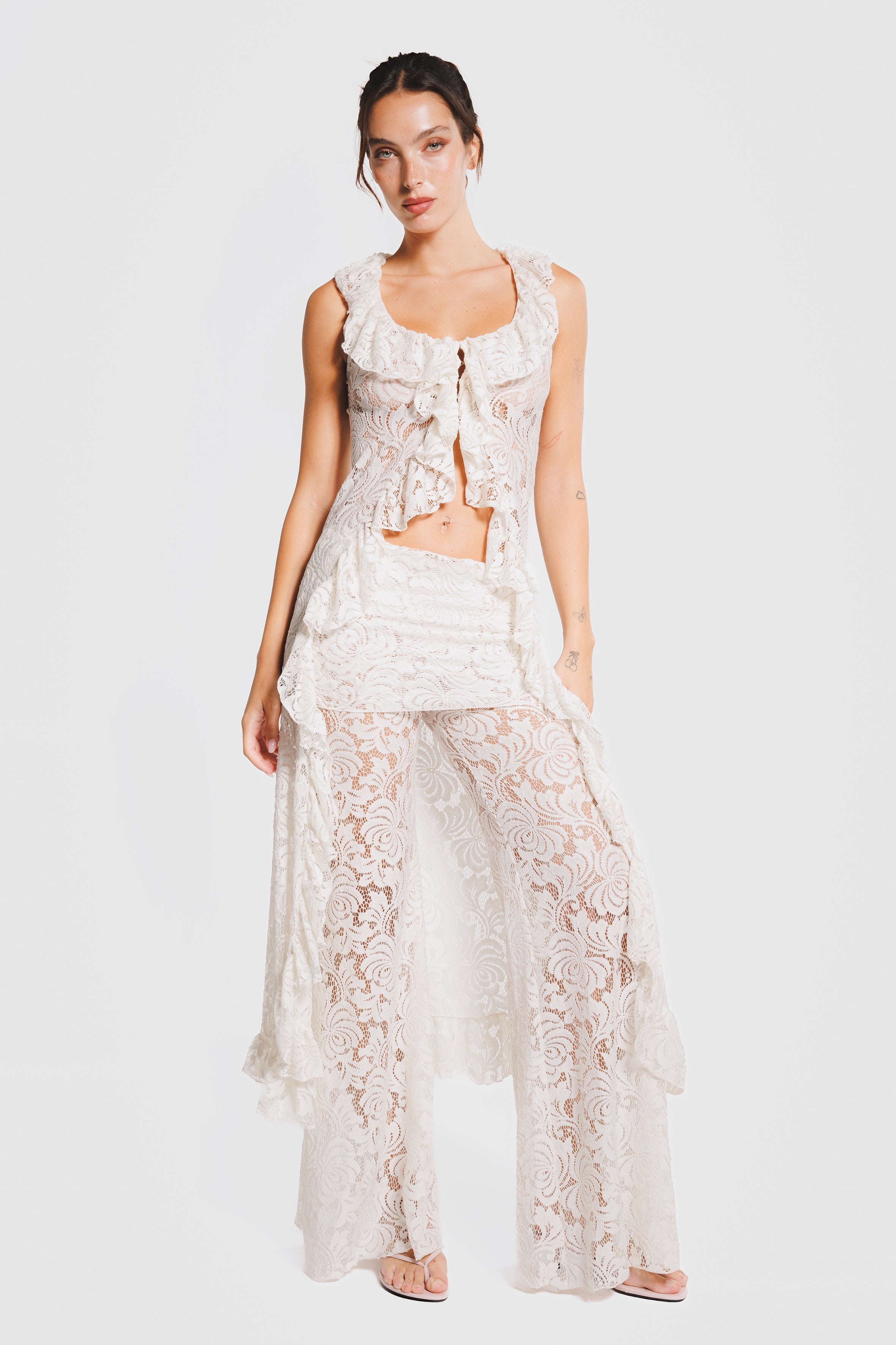 LACE MAXI TOP PEARL