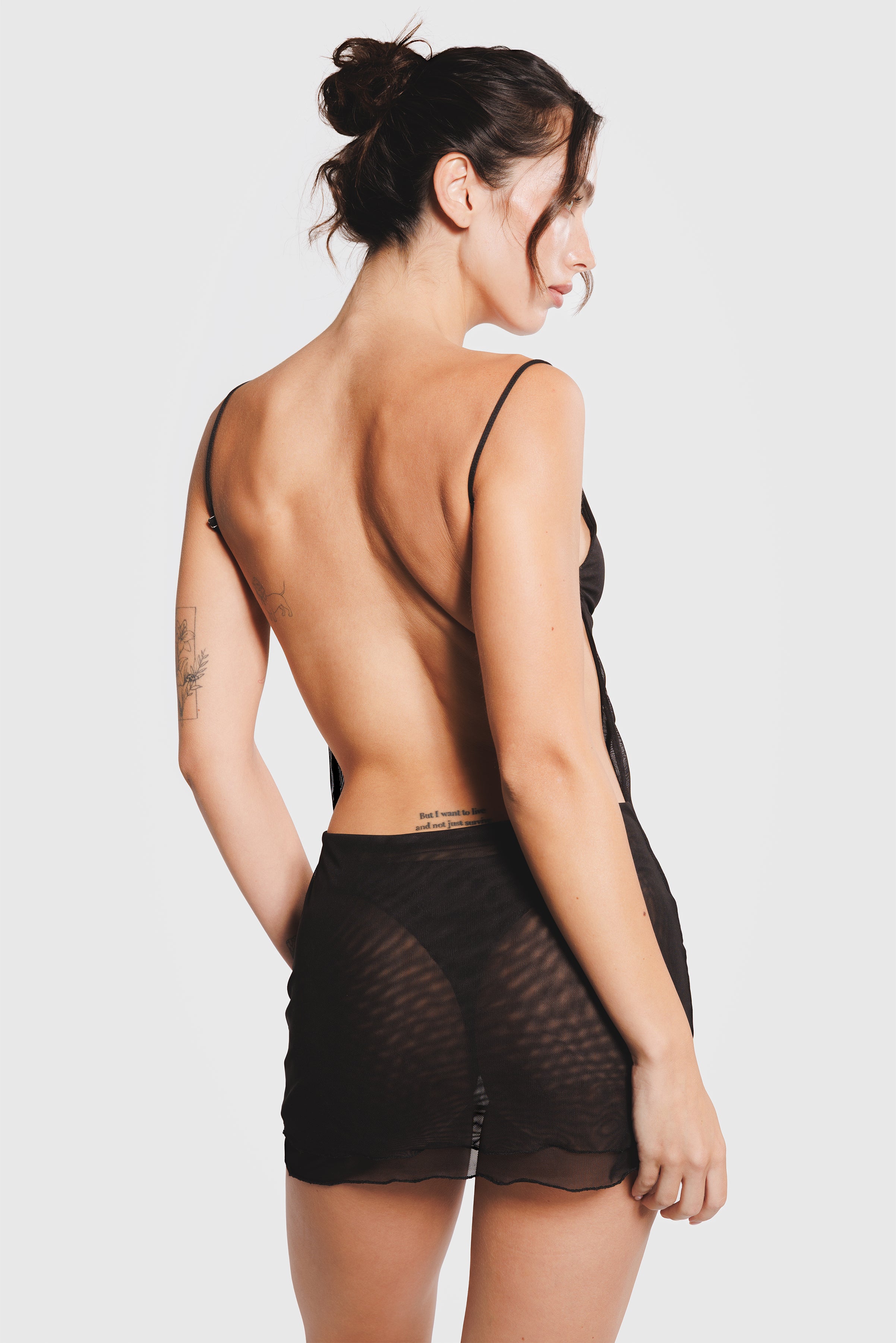 MESH MINI DRESS BLACK