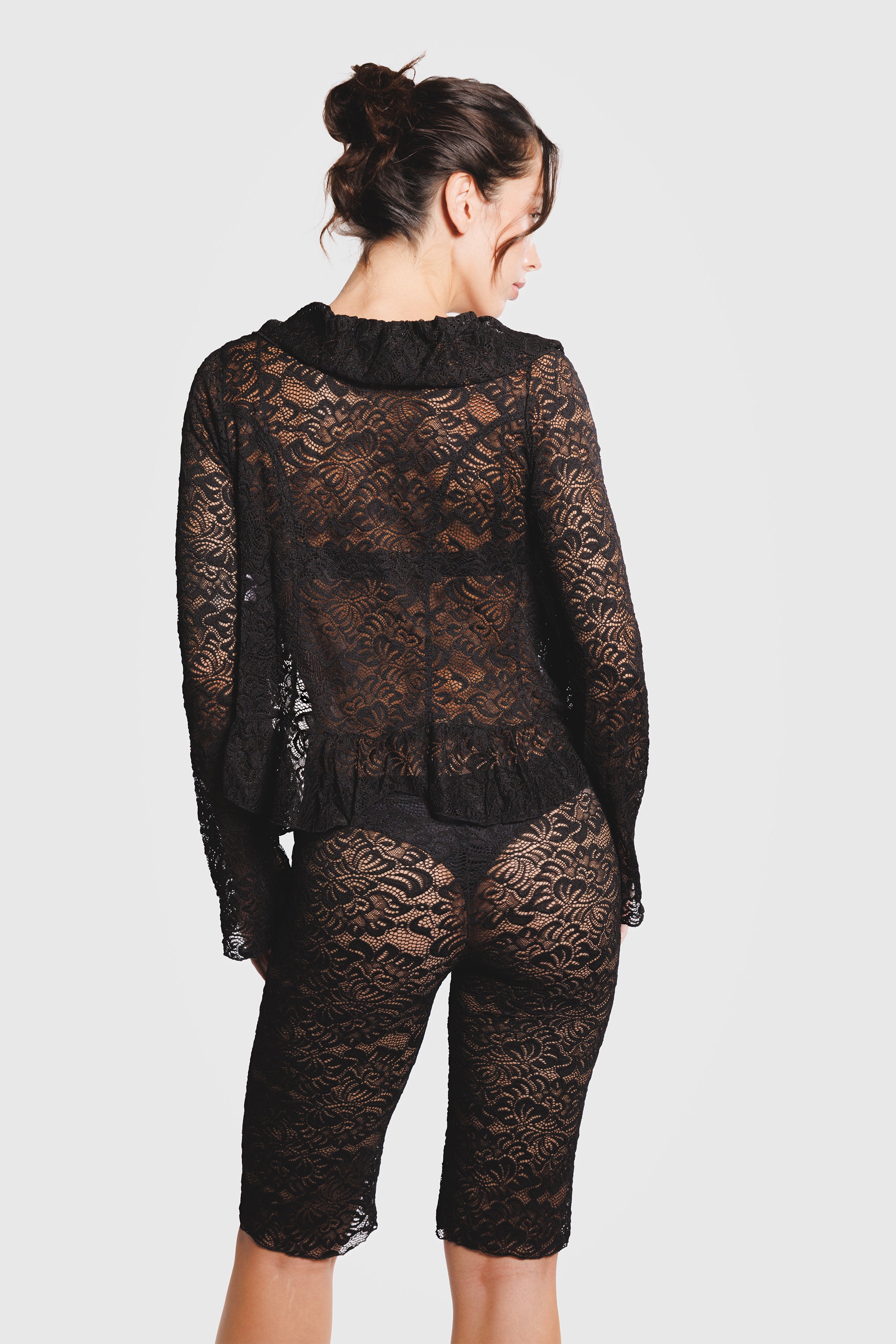 LACE CAPRI PANTS NOIR