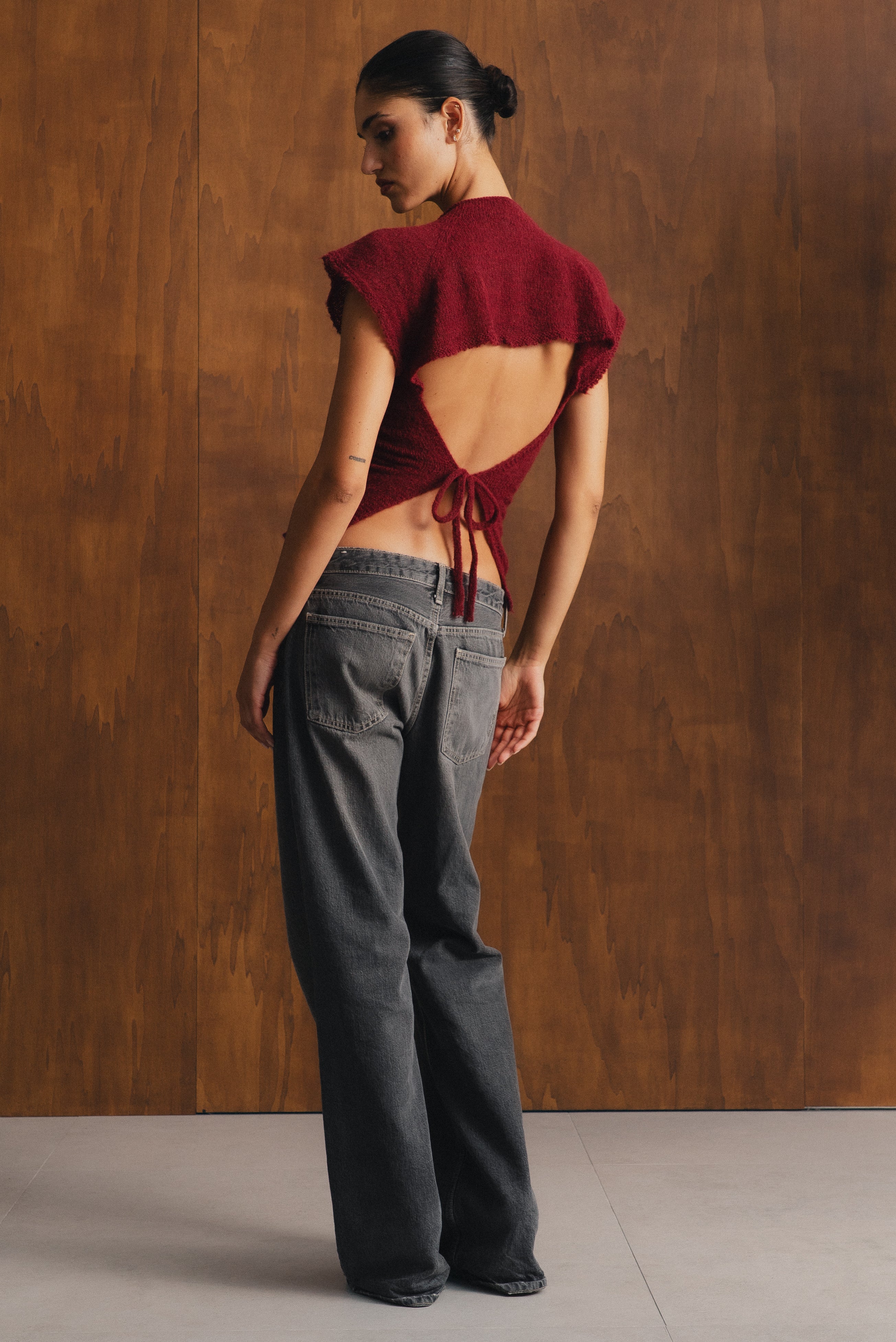 SHELL KNIT TOP BURGUNDY