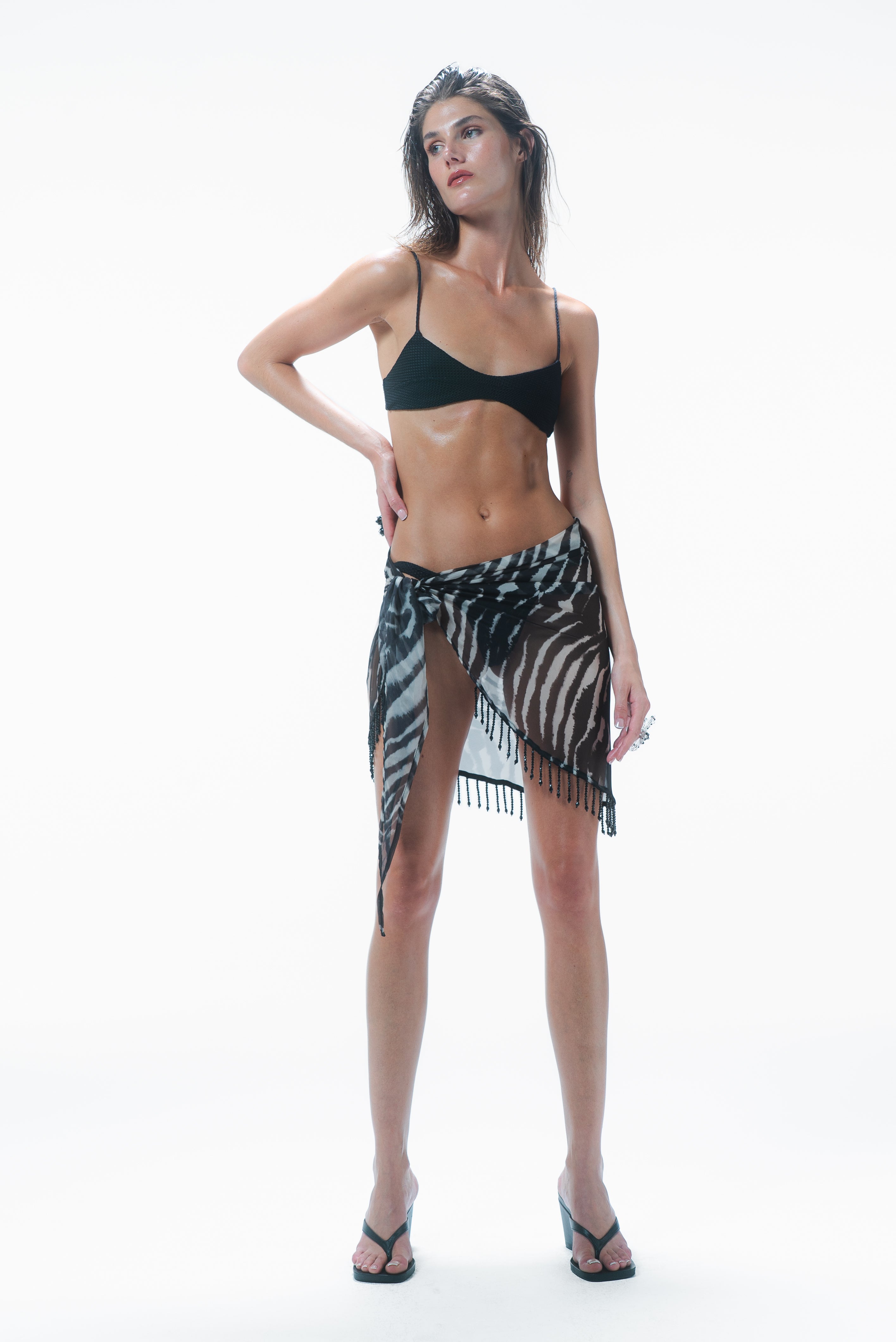 ISLA BEADED PAREO ZEBRA