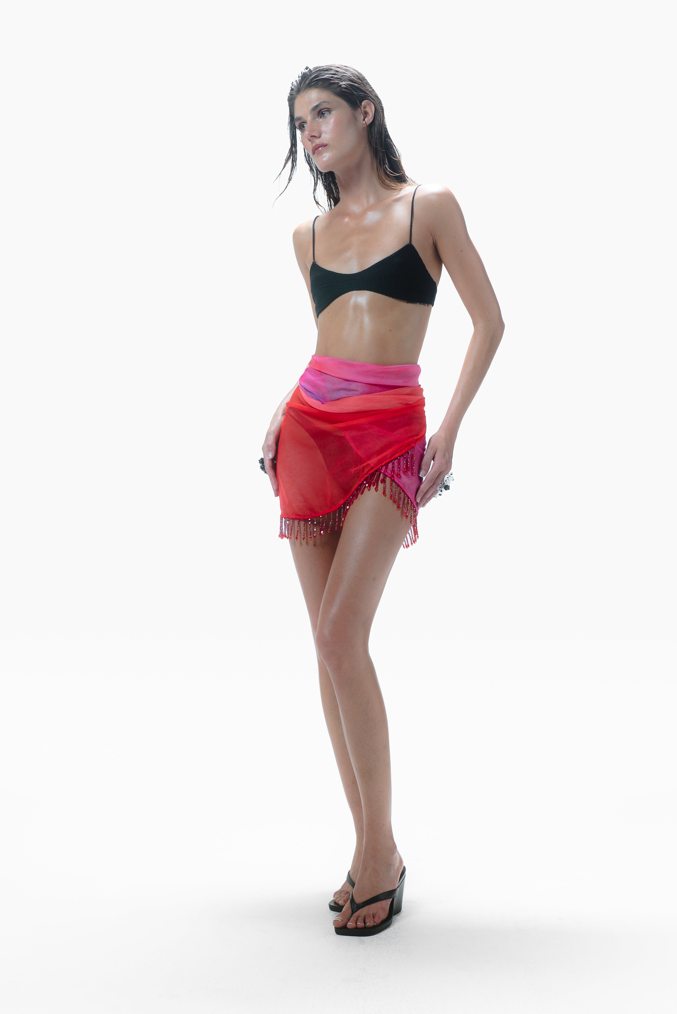 ISLA BEADED PAREO FUCSIA