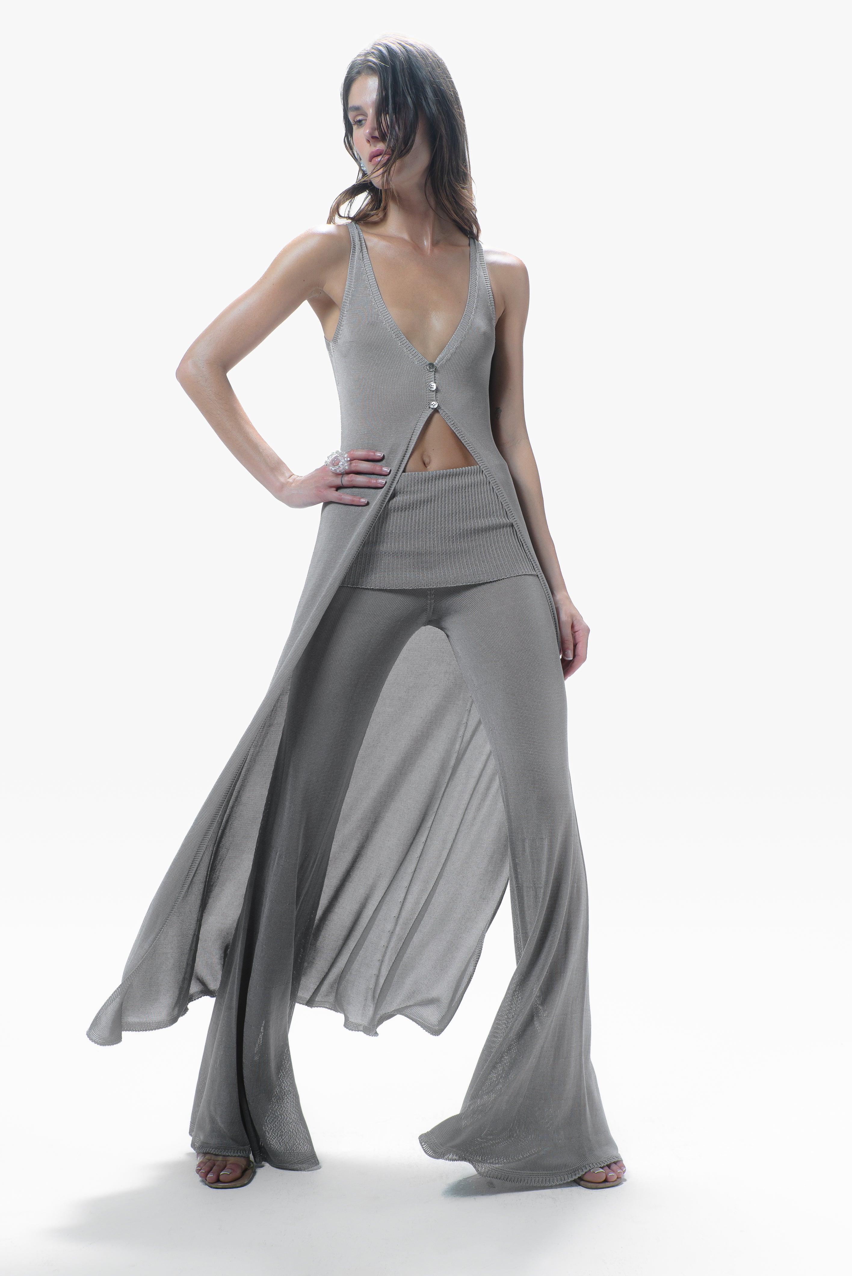 DARA KNIT MAXI TOP SILVER