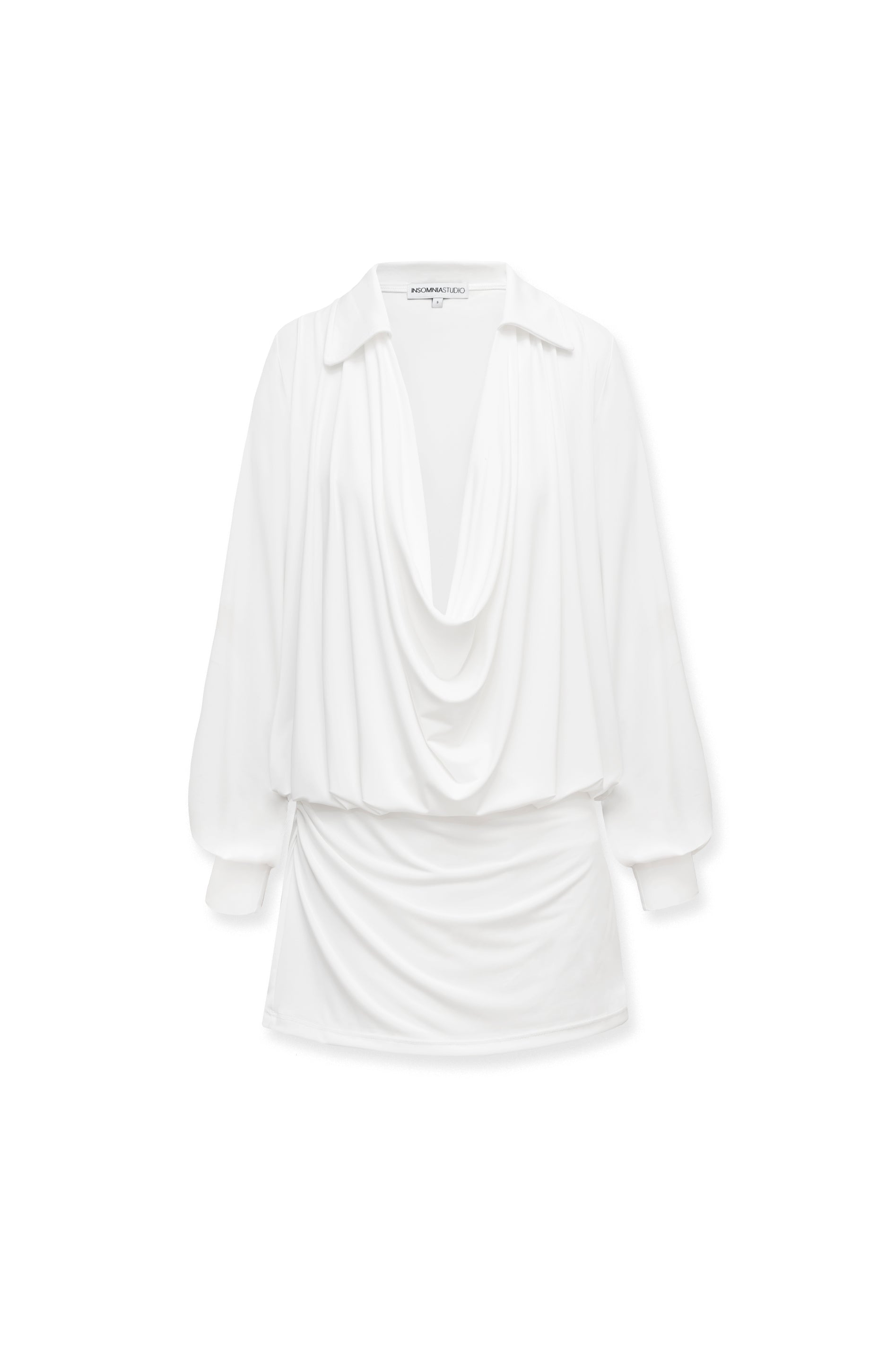 greta mini dress WHITE Long sleeves Size:UK 10 / US 11 / EUR 44 halogen Women's Pleated High style-group:CatalinaShirtDress