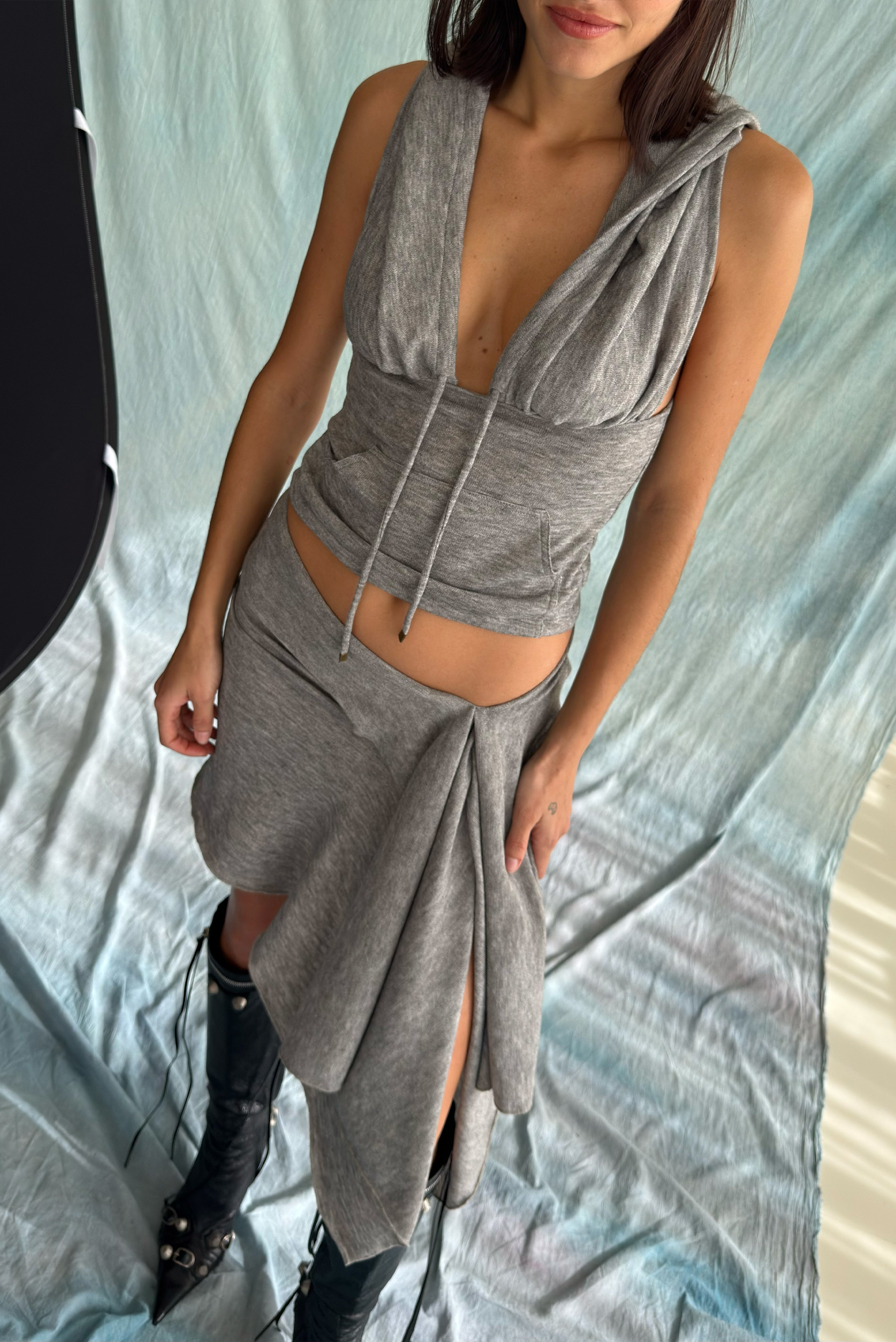ZOE KNIT SKIRT GREY