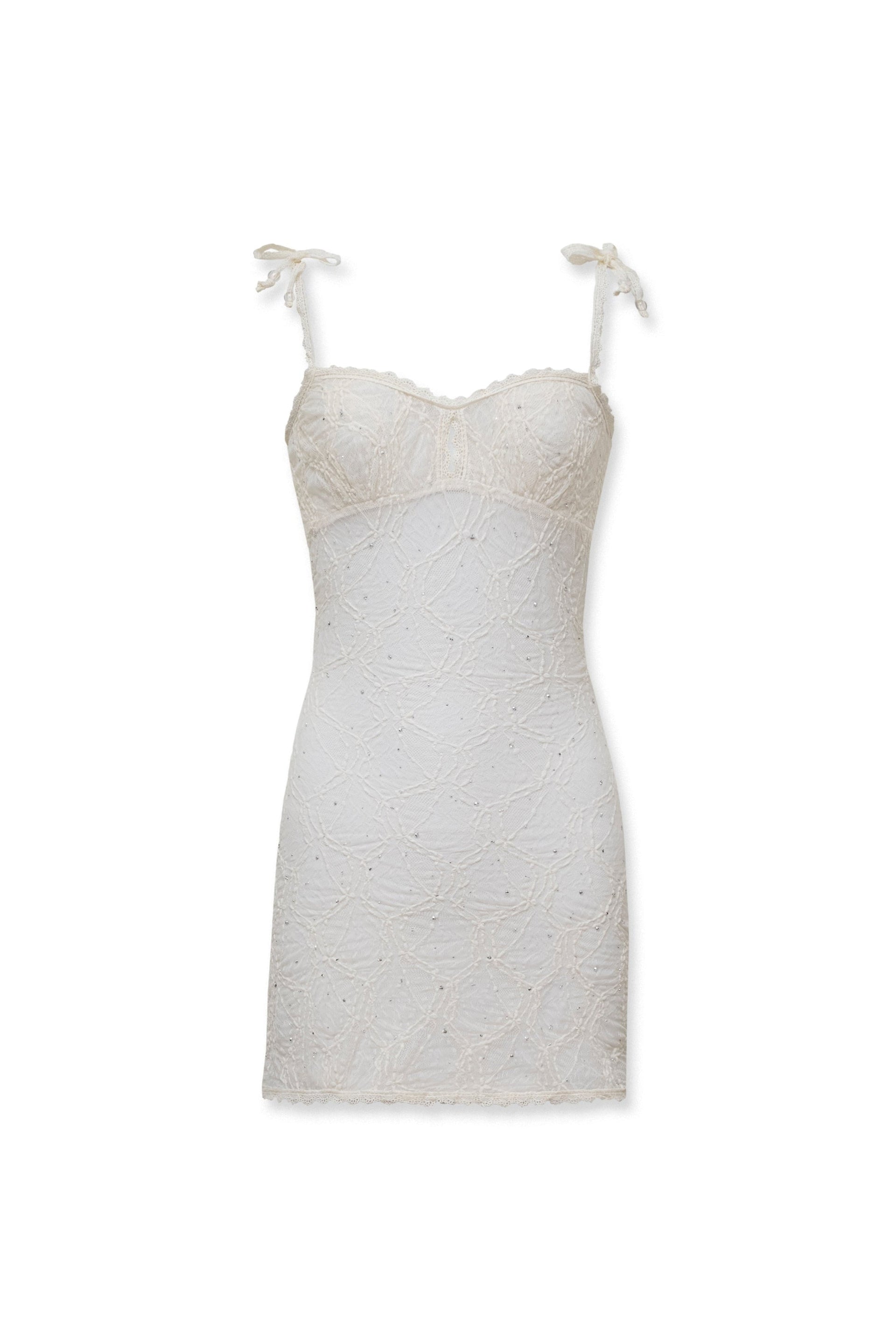 free people pearl lace mini dress Intimately Free People Ivory Lace-Trimmed Flowy Mini Dress main image 0
