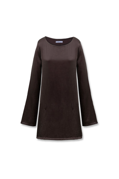 brown buckle dress One Shoulder Back Buckle Dress-Brown L