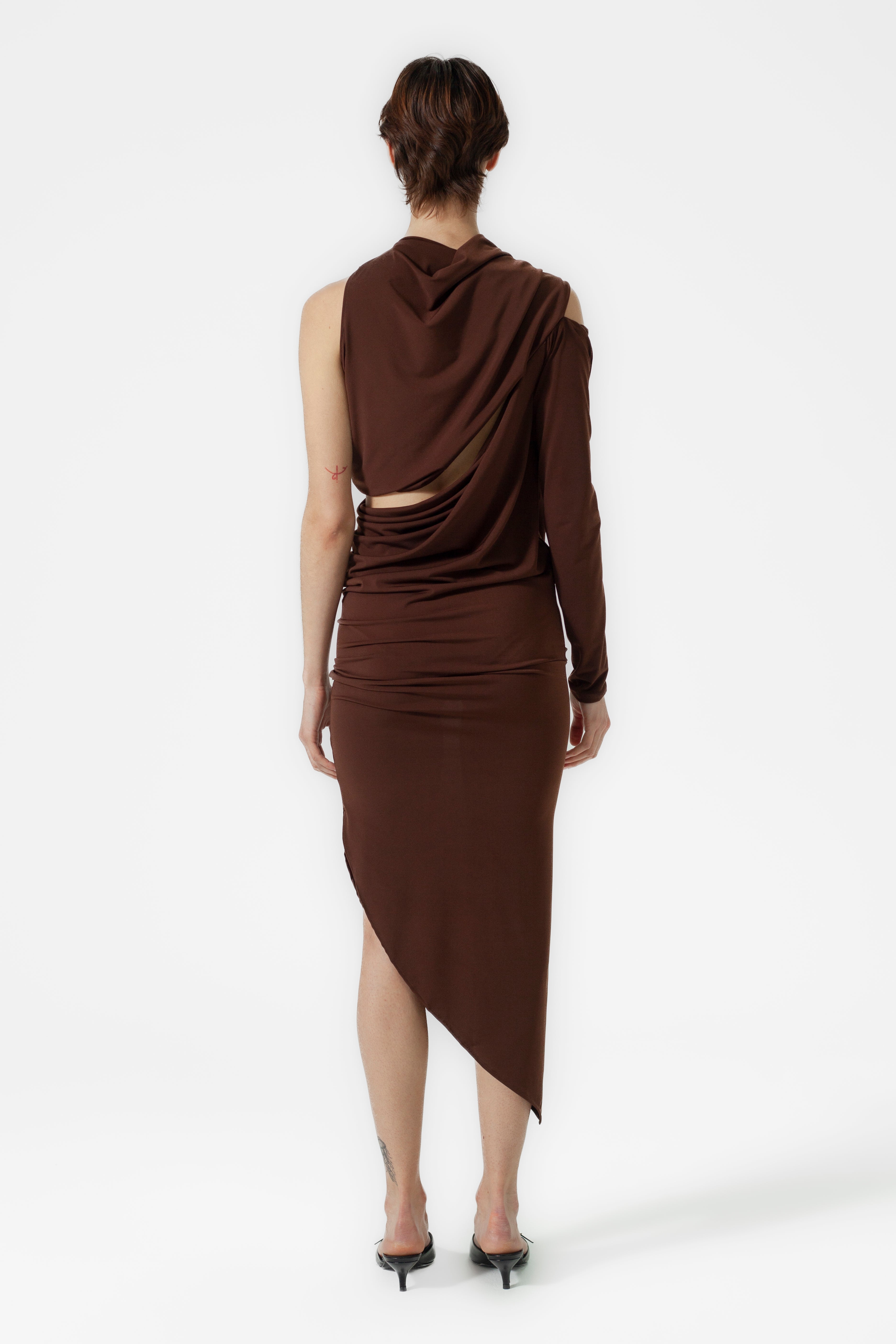 CUT-OUT DRESS BROWN