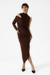 CUT-OUT DRESS BROWN