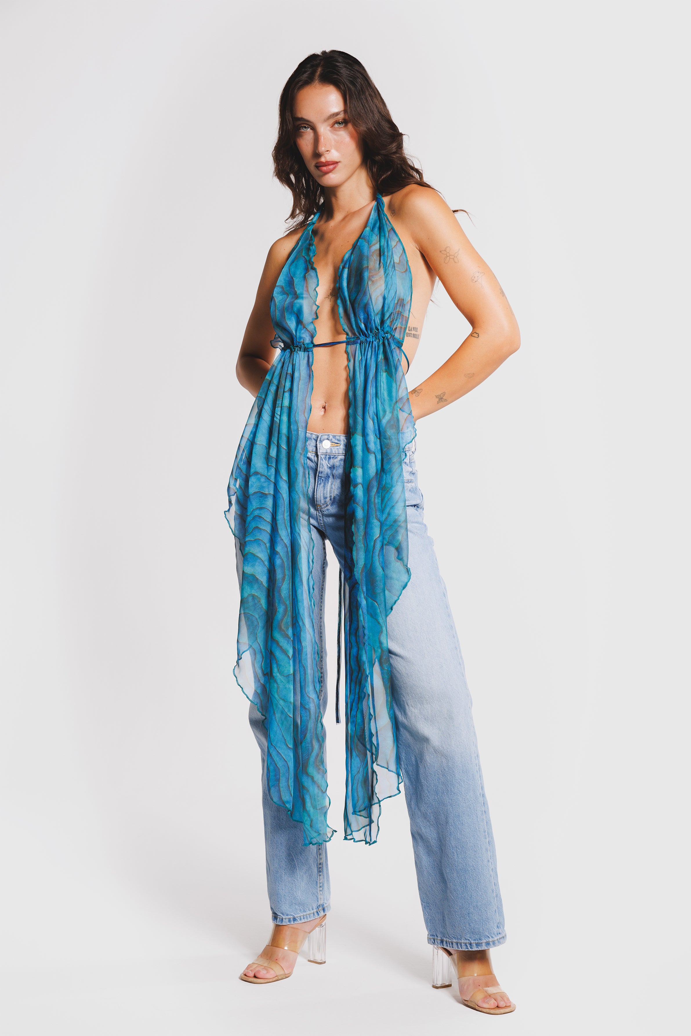 BACKLESS TOP AQUAMARINE