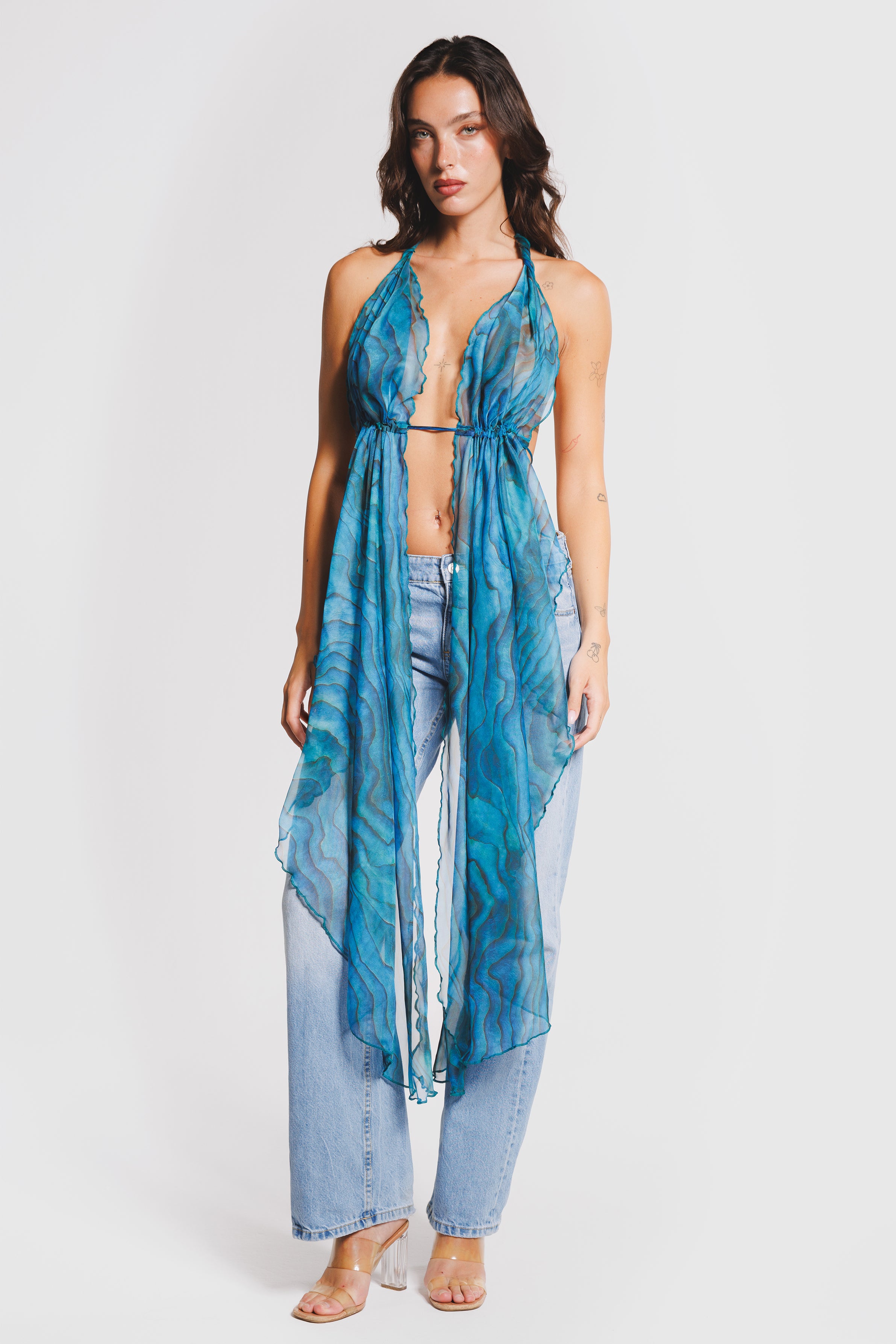 BACKLESS TOP AQUAMARINE