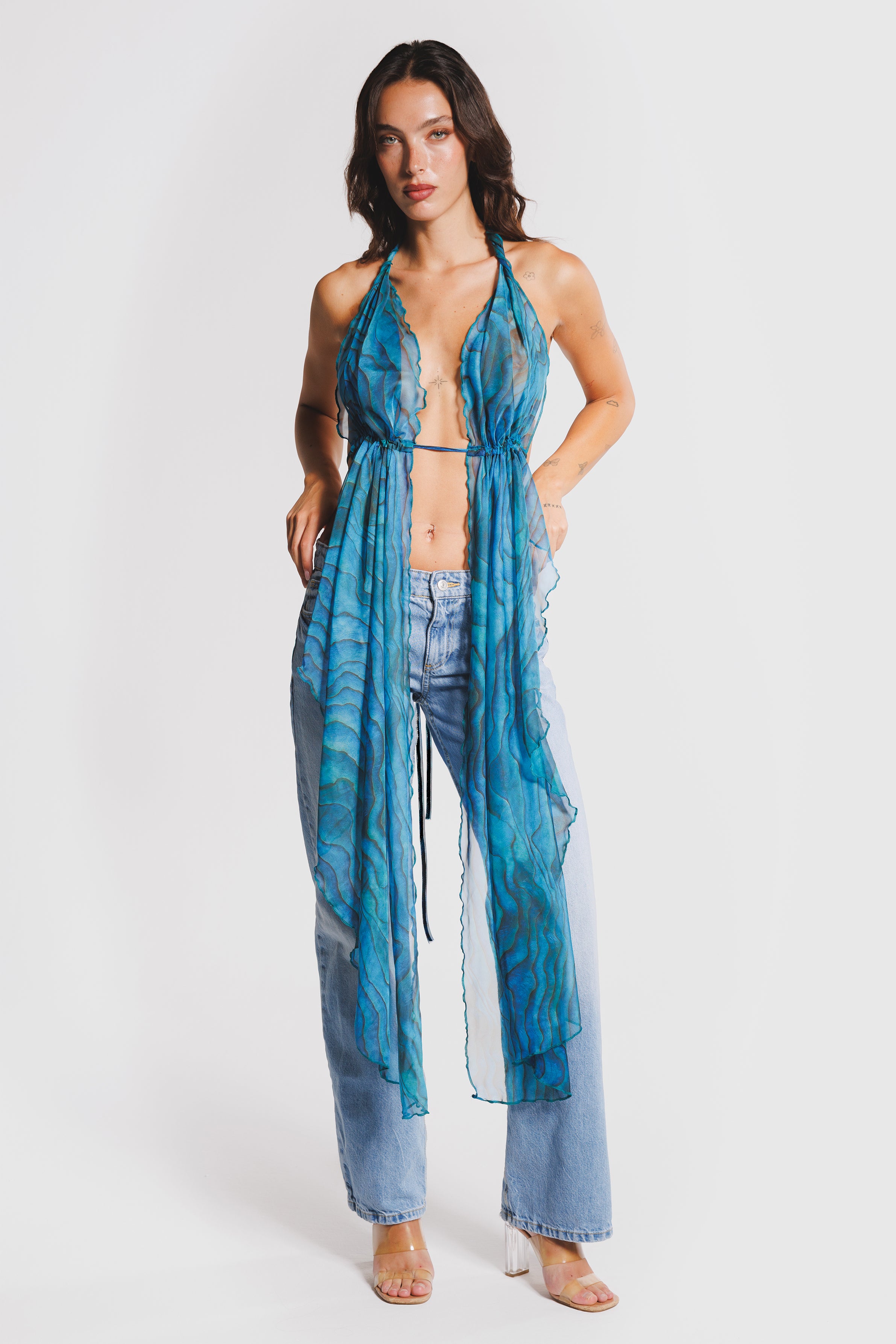 BACKLESS TOP AQUAMARINE