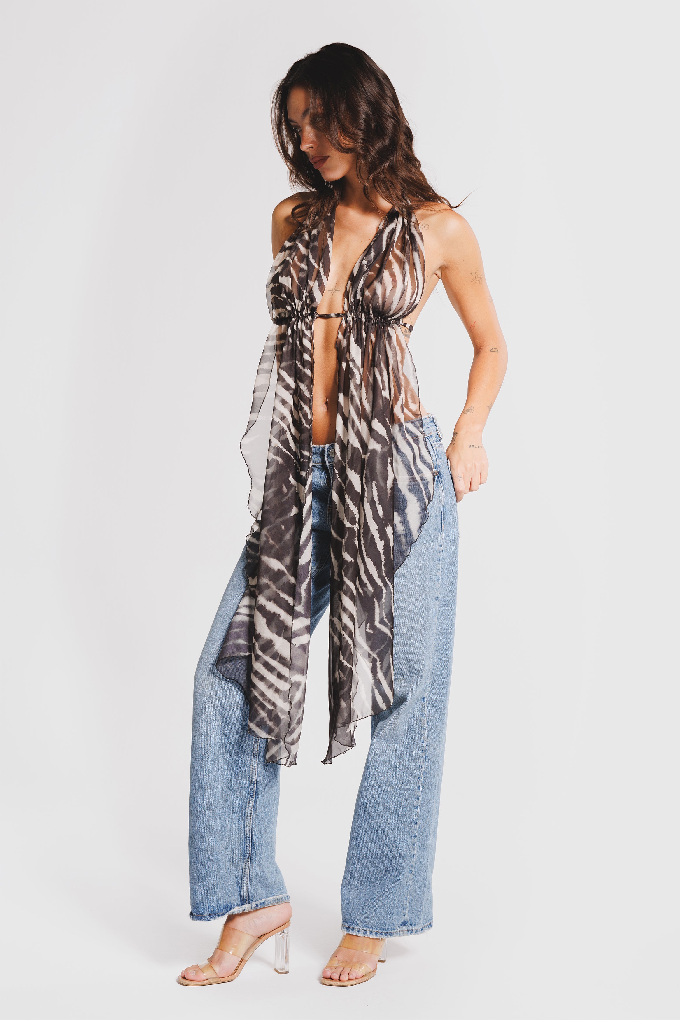 BACKLESS TOP ZEBRA