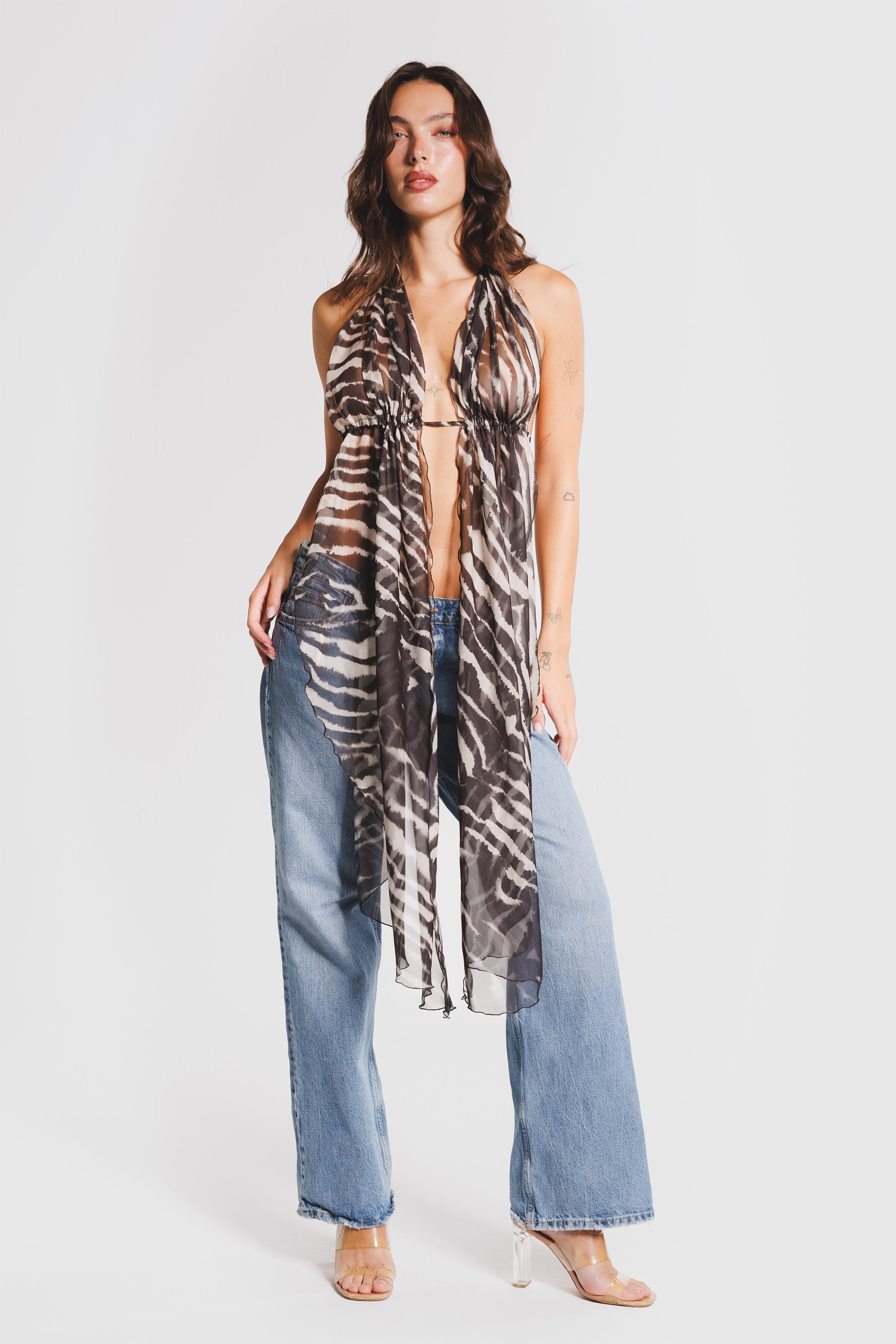 BACKLESS TOP ZEBRA