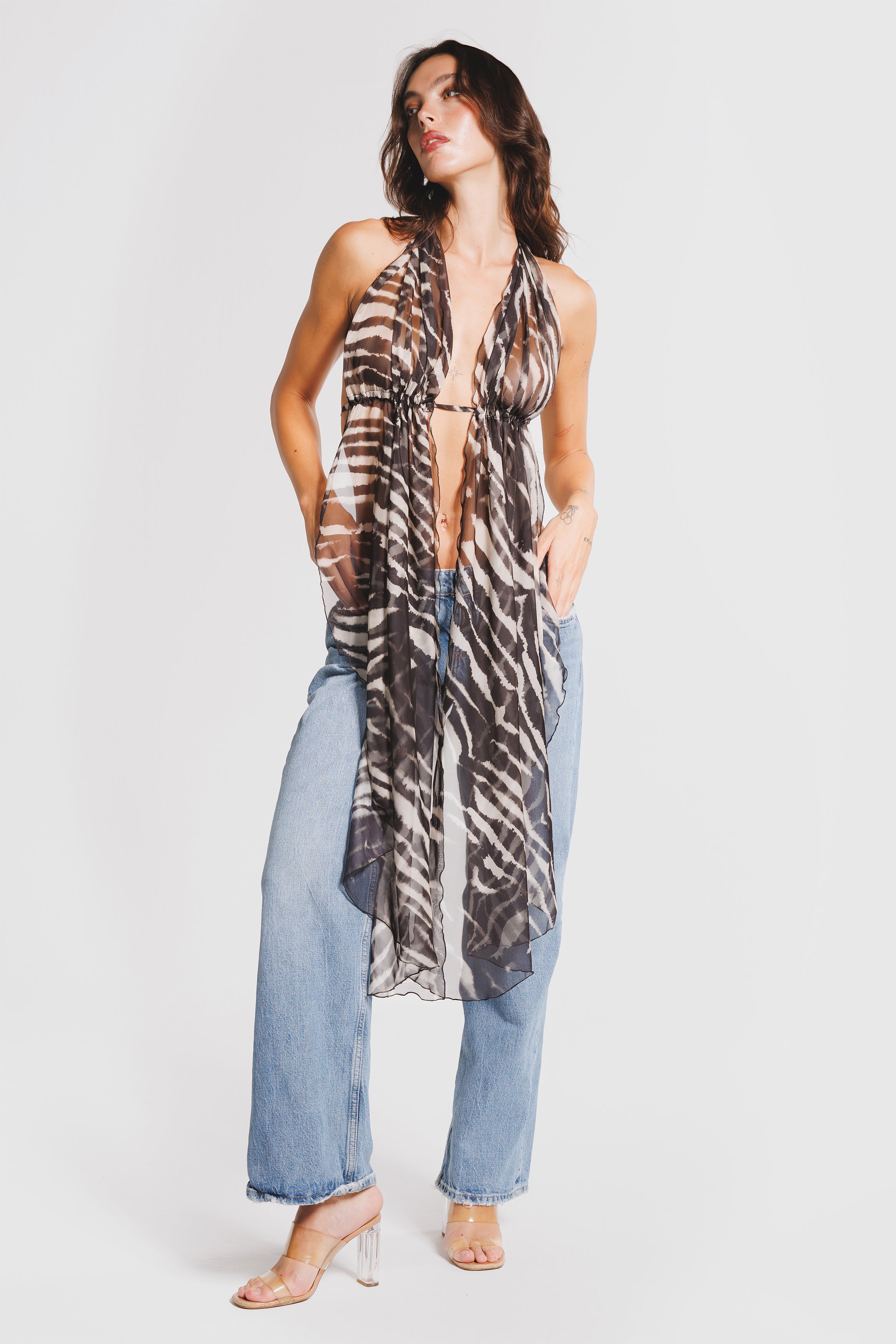 BACKLESS TOP ZEBRA