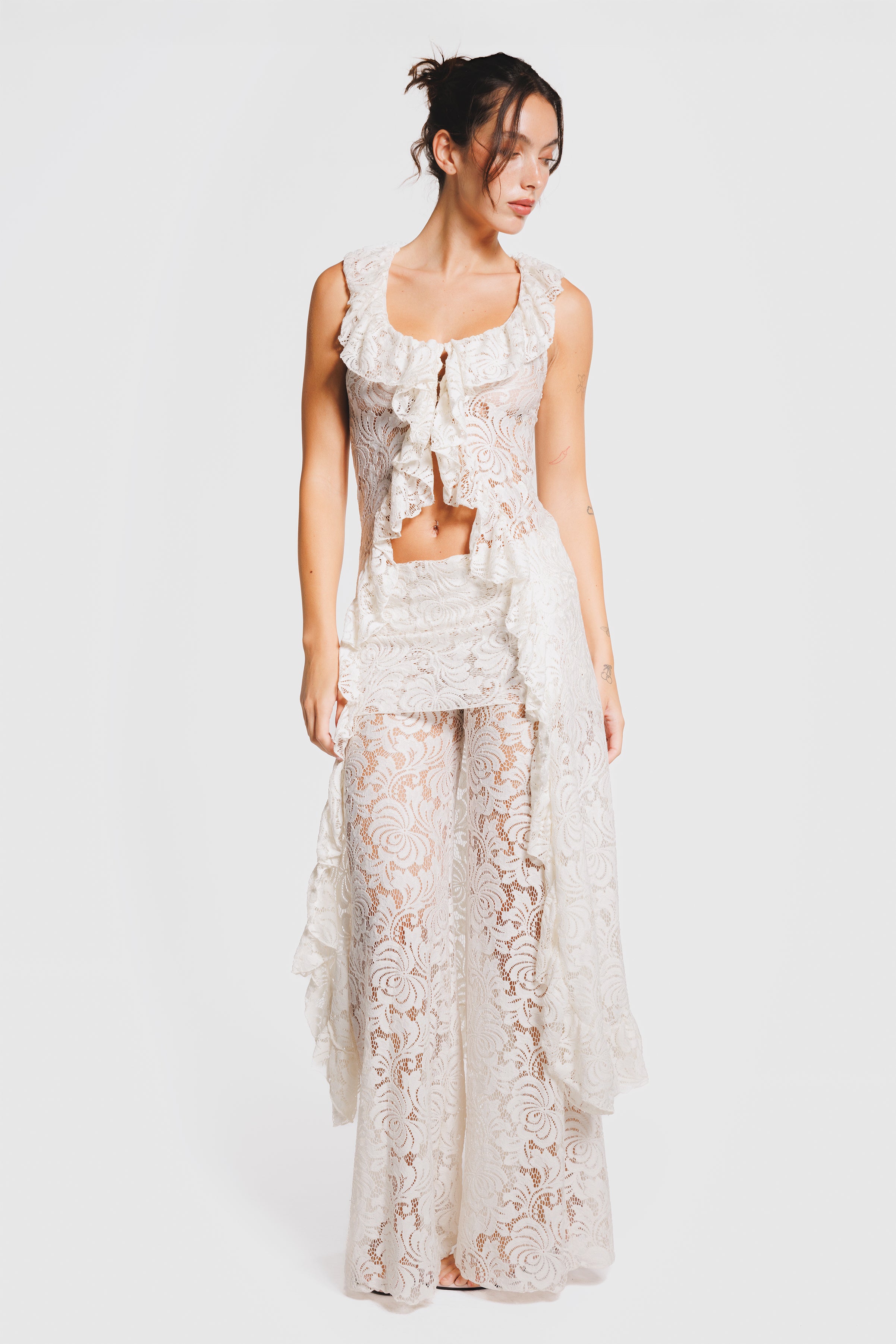 LACE MAXI TOP PEARL