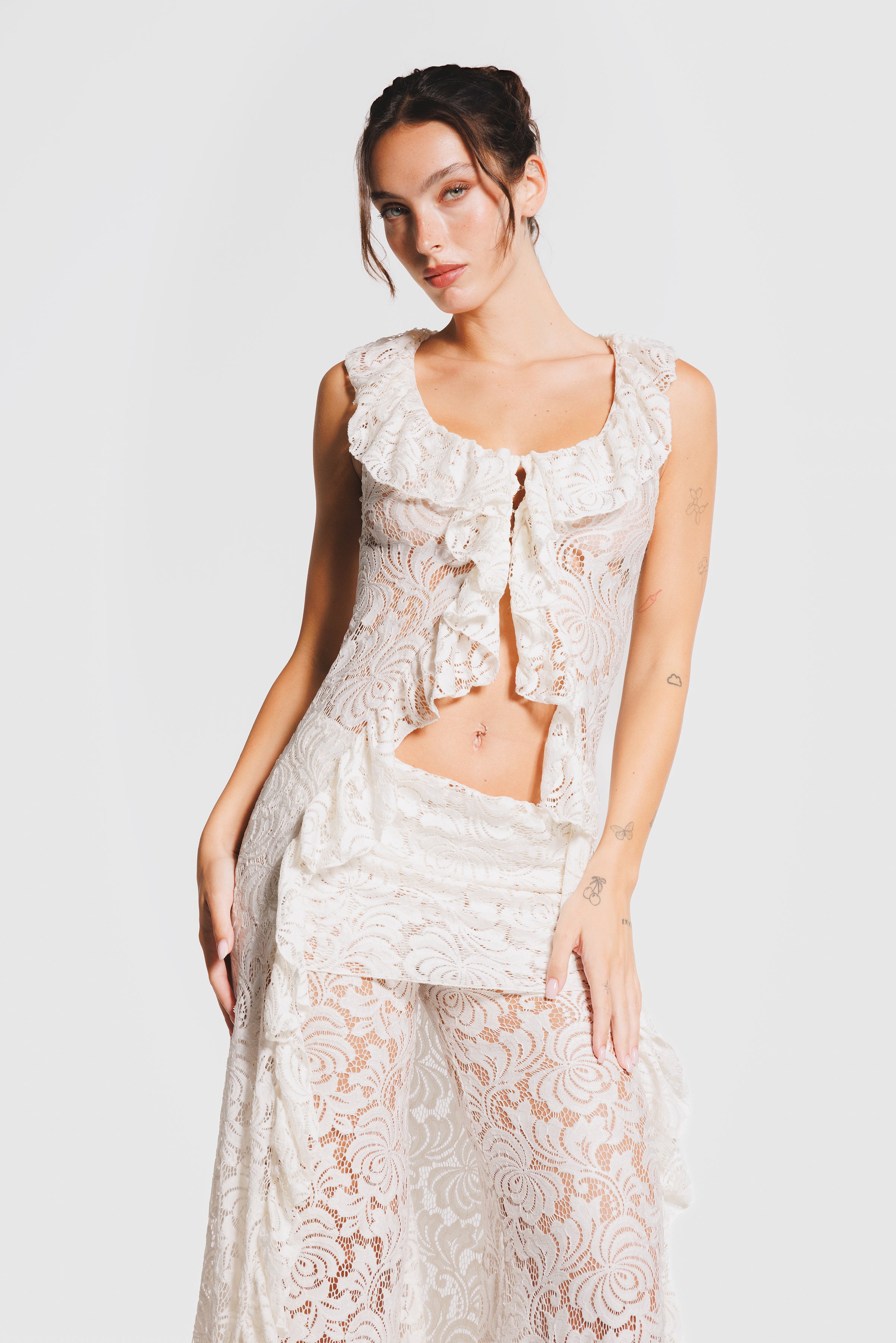 LACE MAXI TOP PEARL