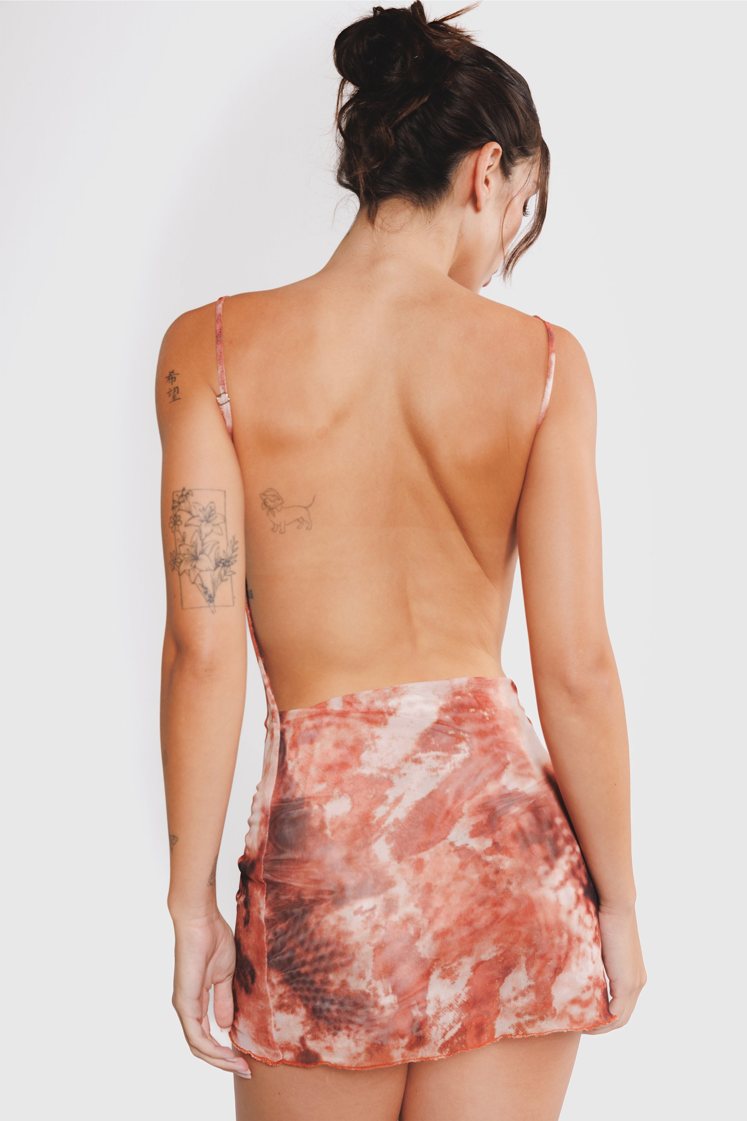 MESH MINI DRESS TERRACOTTA