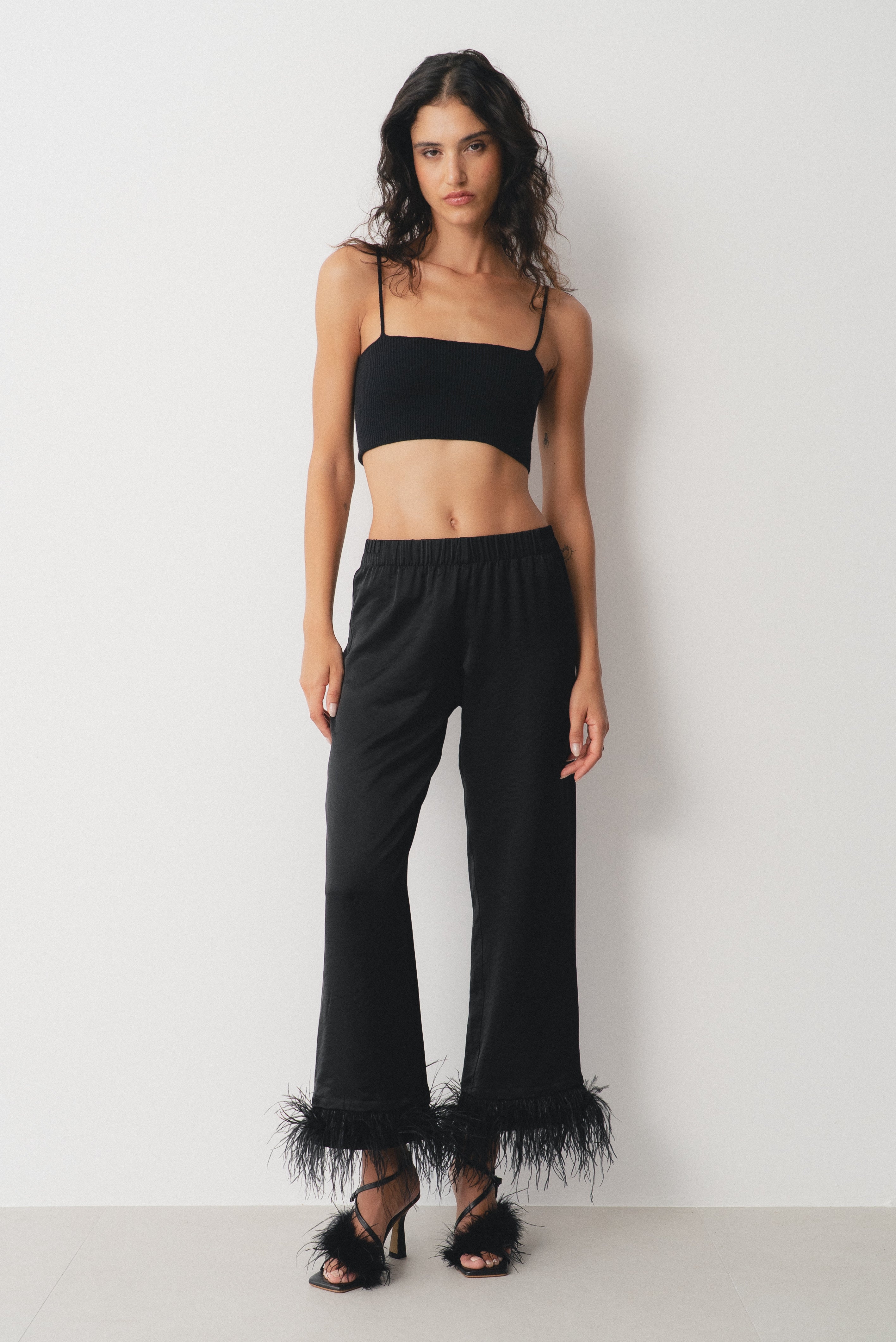 トップス B.black tops BANDEAUX KNIT TOP BLACK
