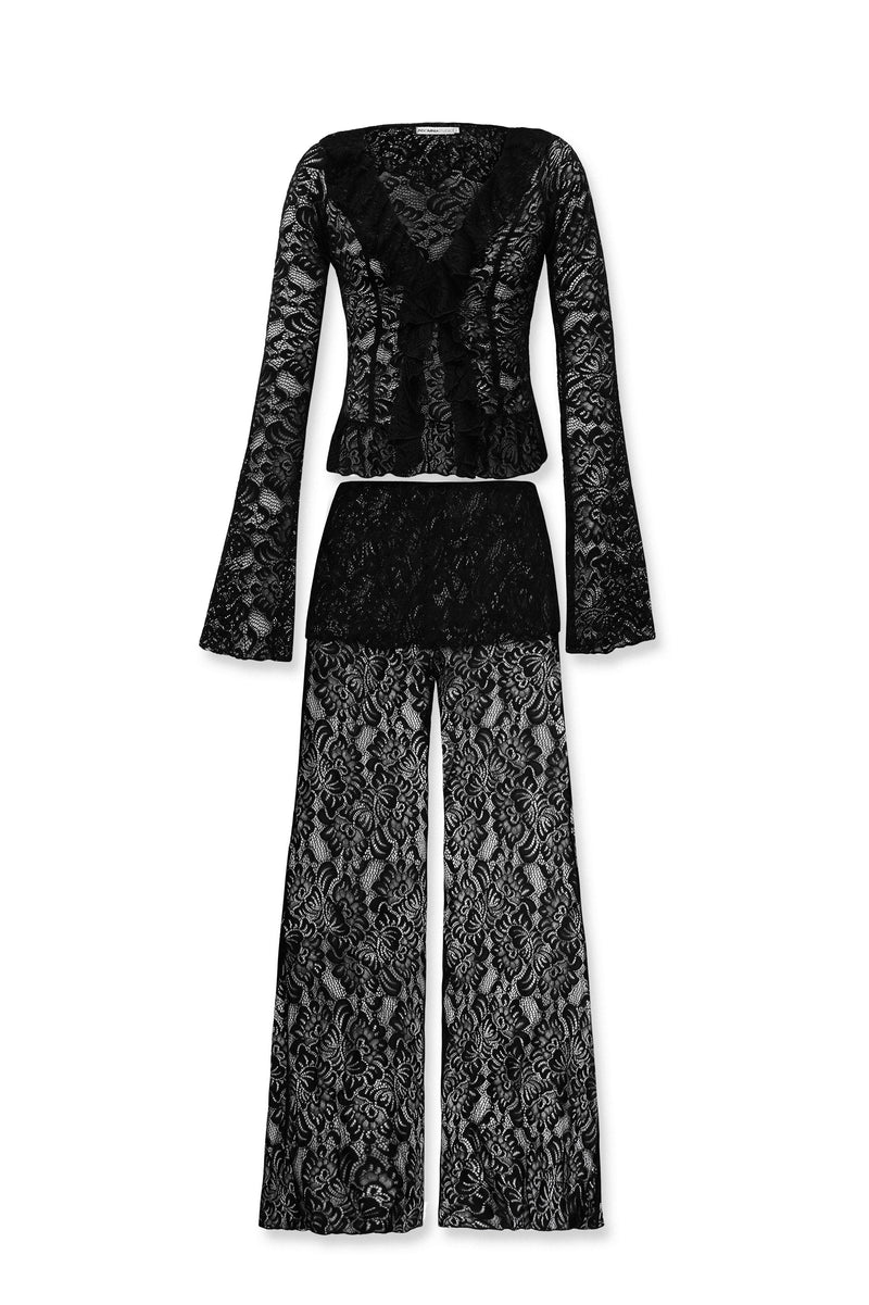 Noir Allure Lace 3 Piece Corset Set