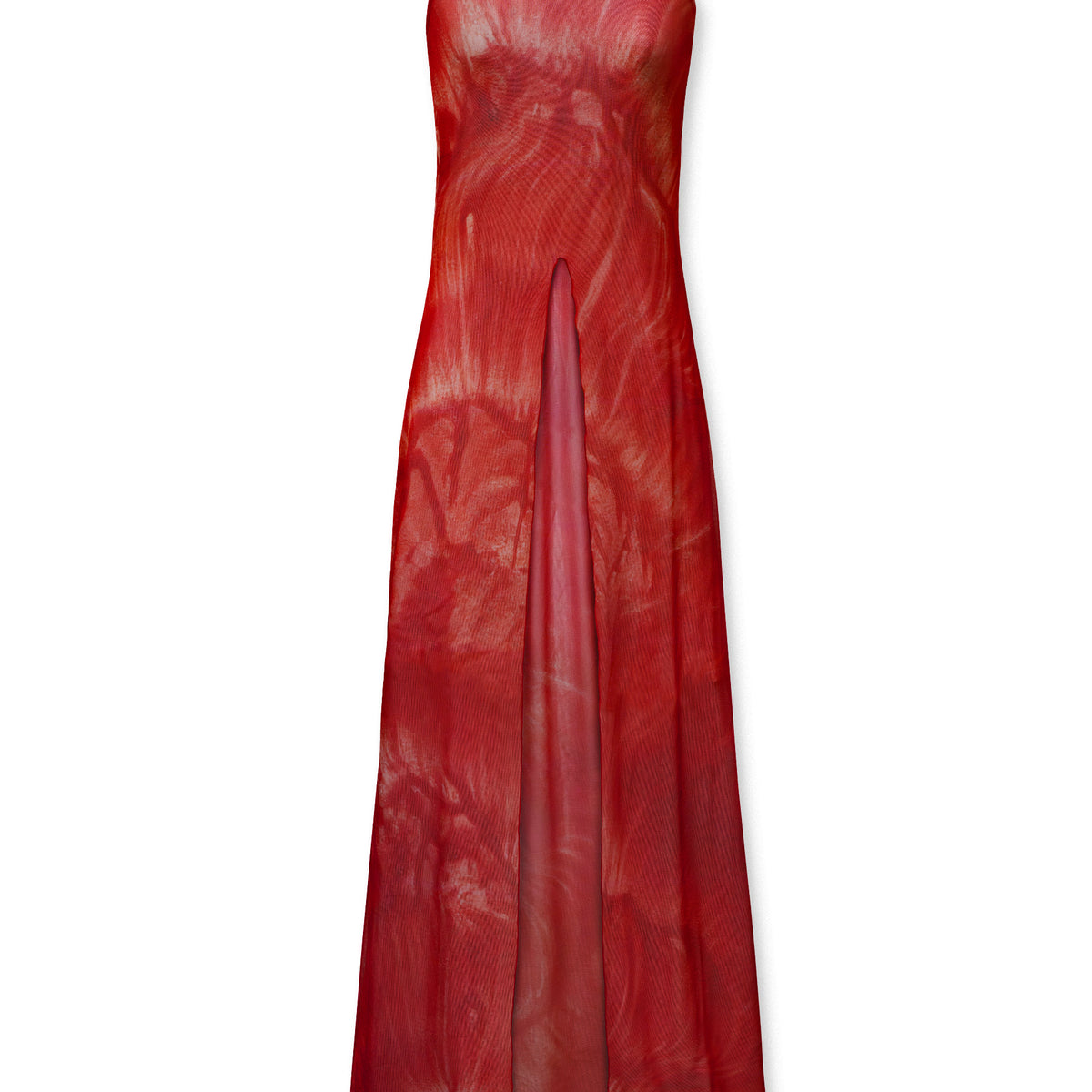 satin dress with mesh top MESH MAXI TOP FUEGO