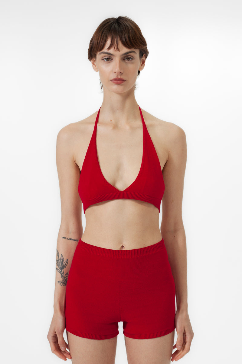 BRALETTE AND SHORT SET RED