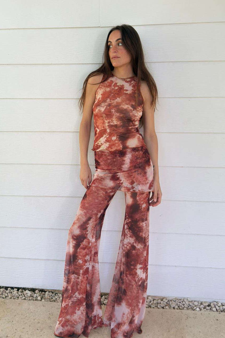 MESH TROUSERS TERRACOTTA