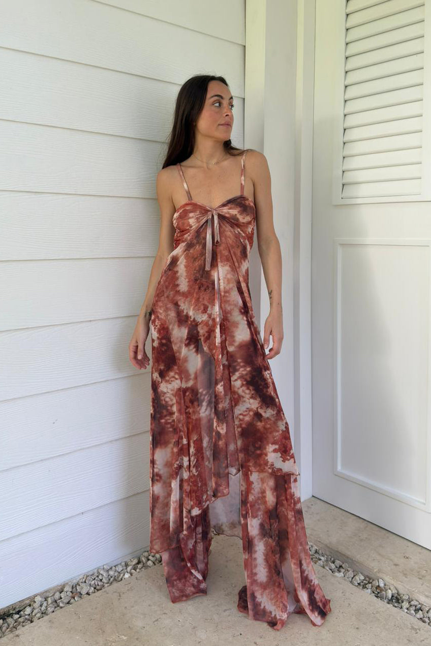 MESH MAXI TOP TERRACOTTA