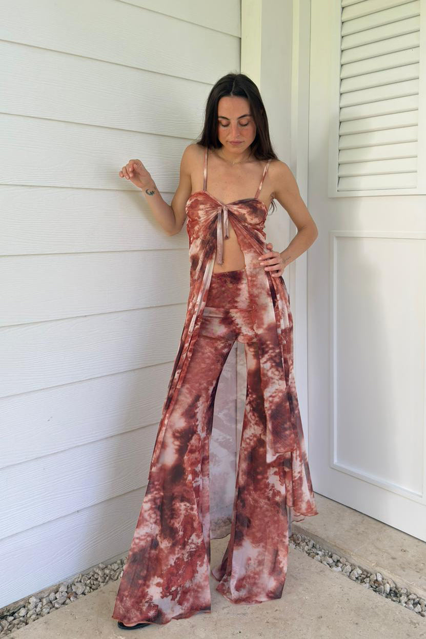 MESH MAXI TOP TERRACOTTA