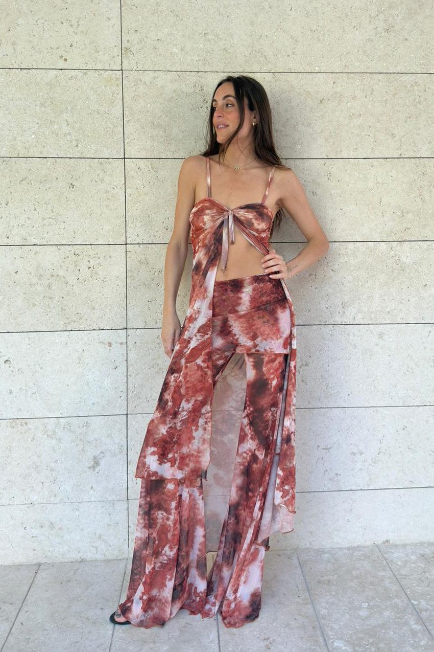 MESH MAXI TOP TERRACOTTA