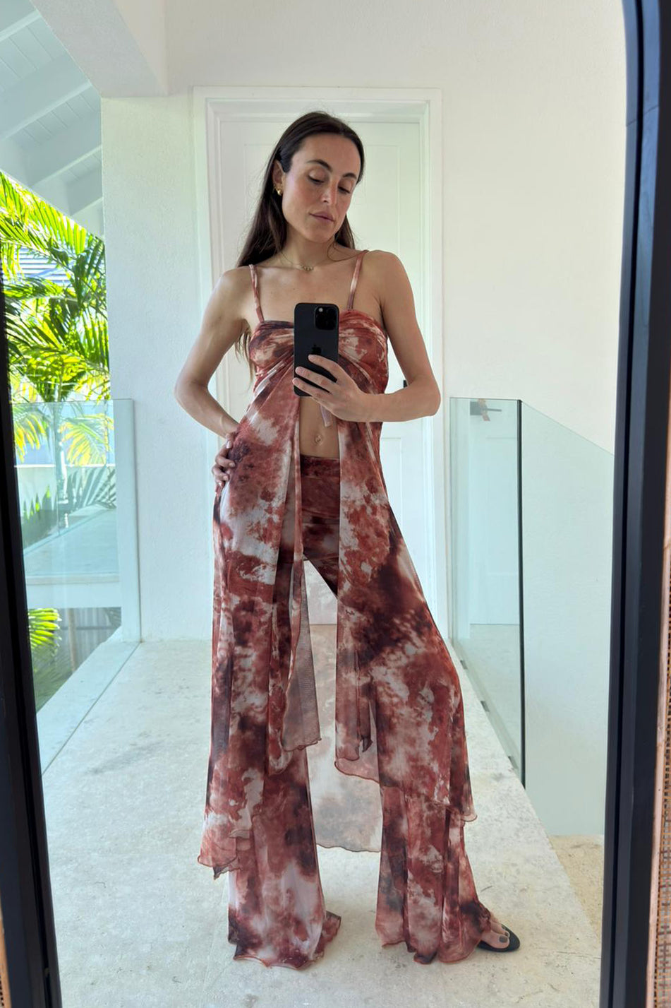 MESH MAXI TOP TERRACOTTA