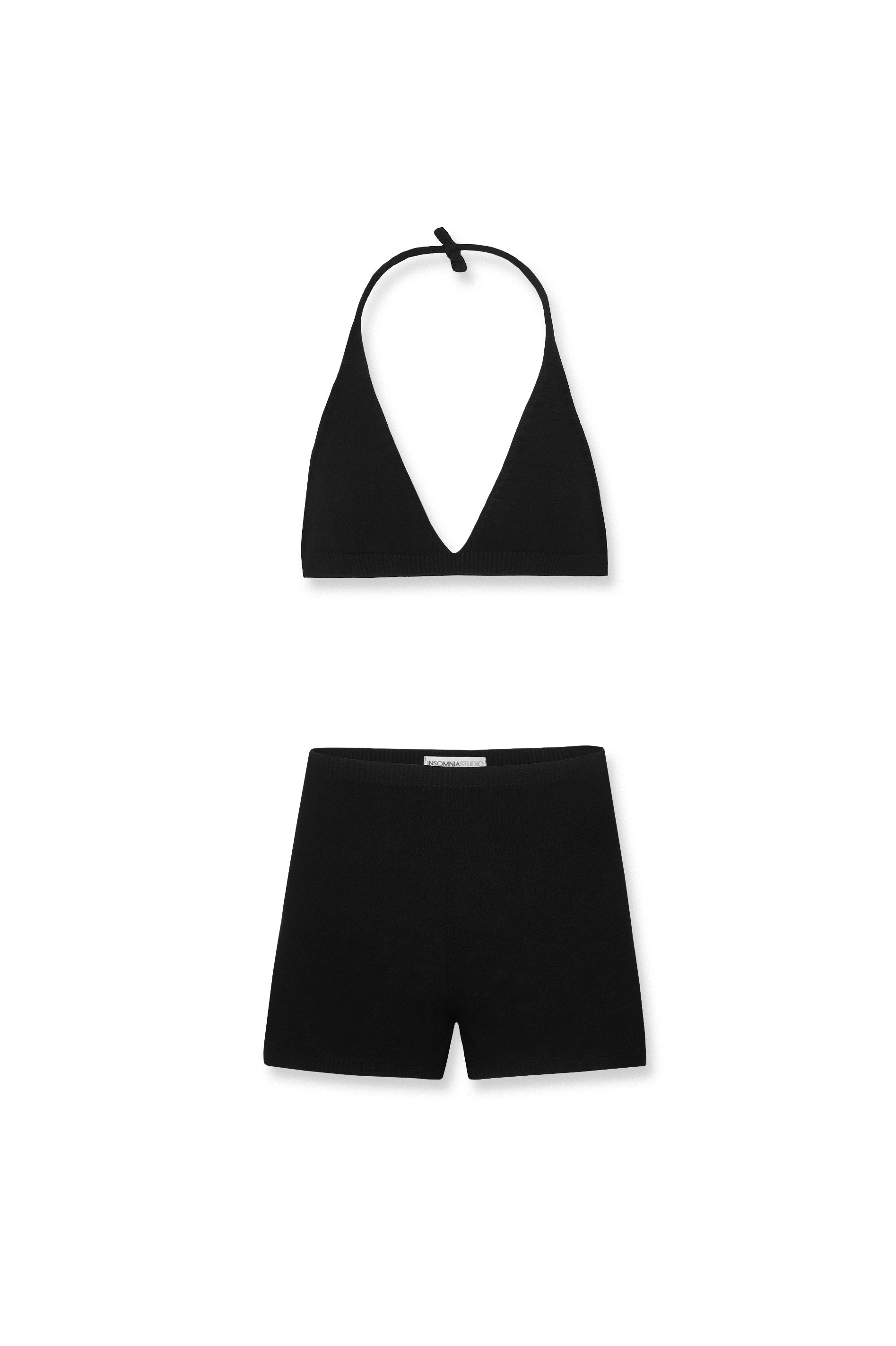 BRALETTE AND SHORT SET BLACK