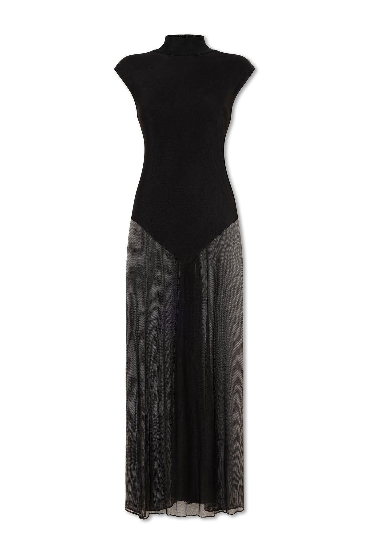 SWAN HIGH-NECK DRESS BLACK