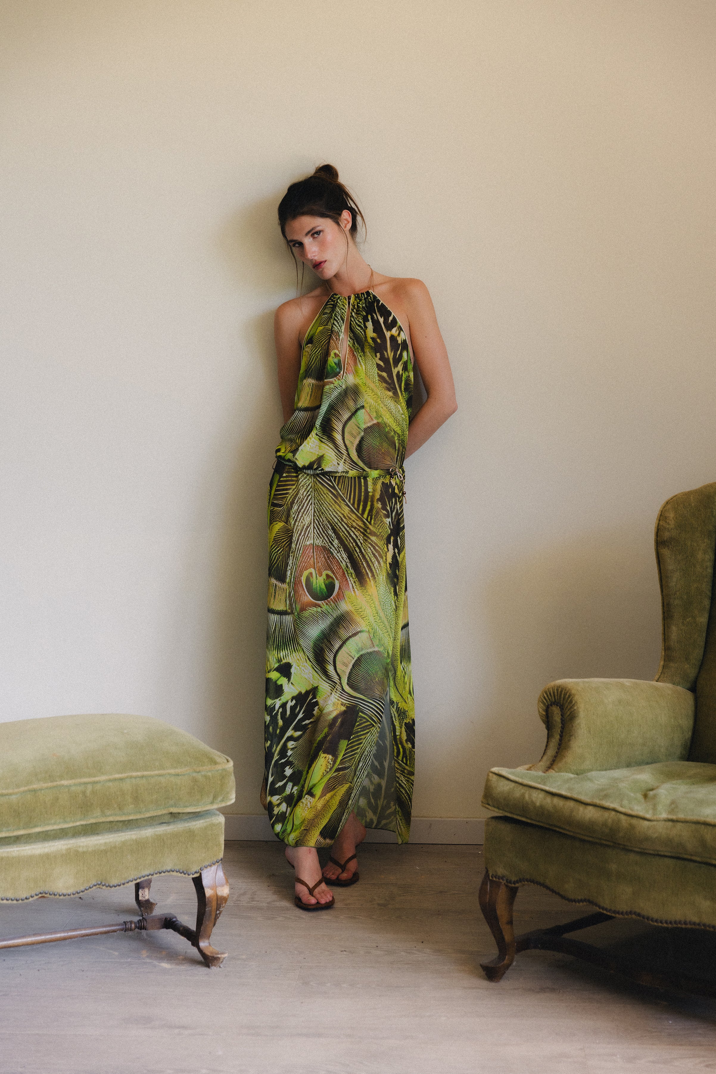 SOLE MAXI DRESS LIME GREEN